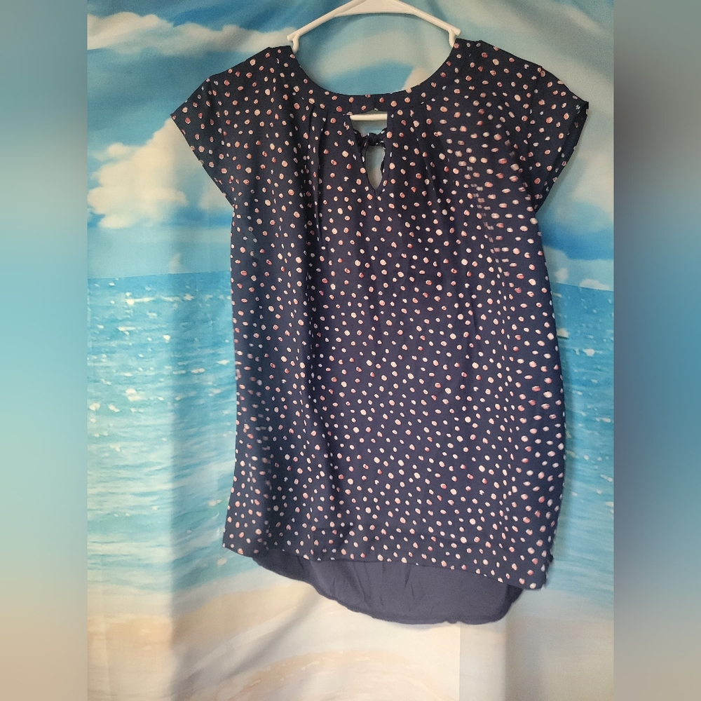 Navy Polka Dot Blouse